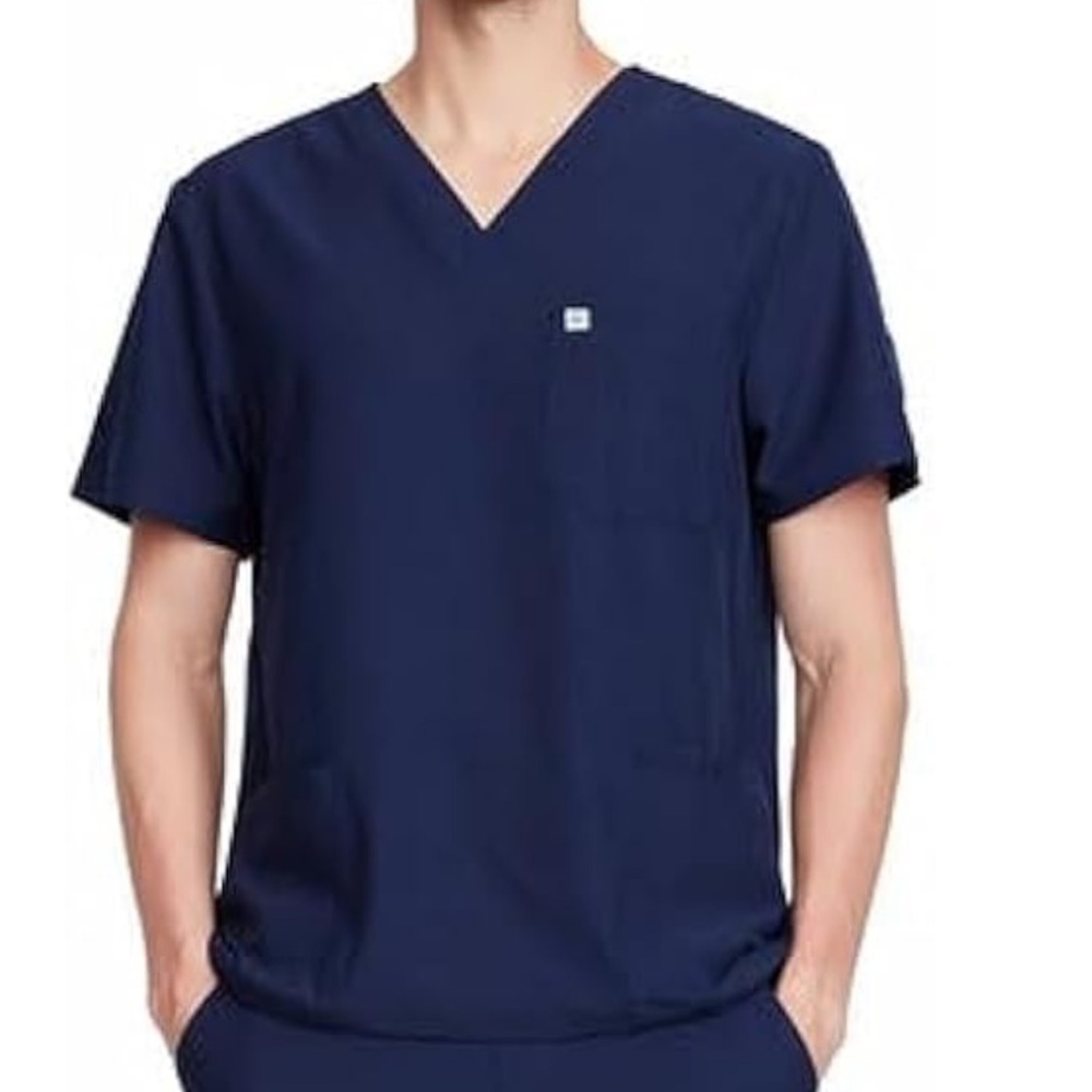 Uniforms World Louis Scrubs Top Navy Blue V-Neck Stretch Top w/Deep Pockets, XL